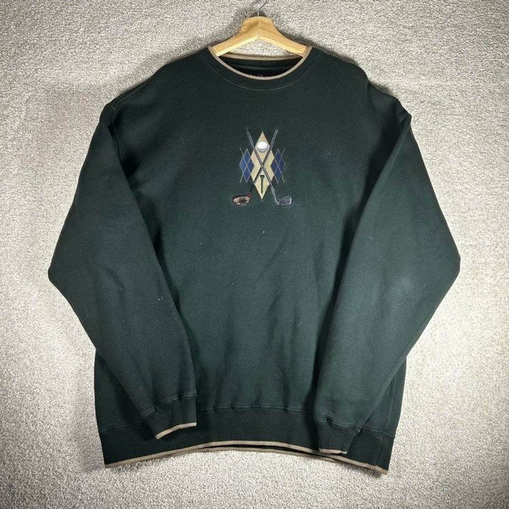 Vintage 90s Golf embroidered earth-tone green crewneck sweatshirt